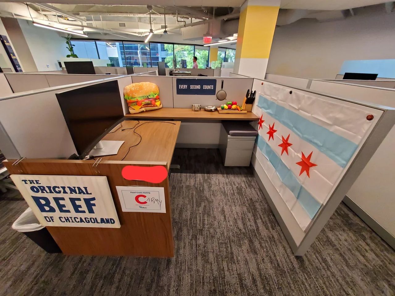 Office cubicle decked in theme of the television series “The Bear”