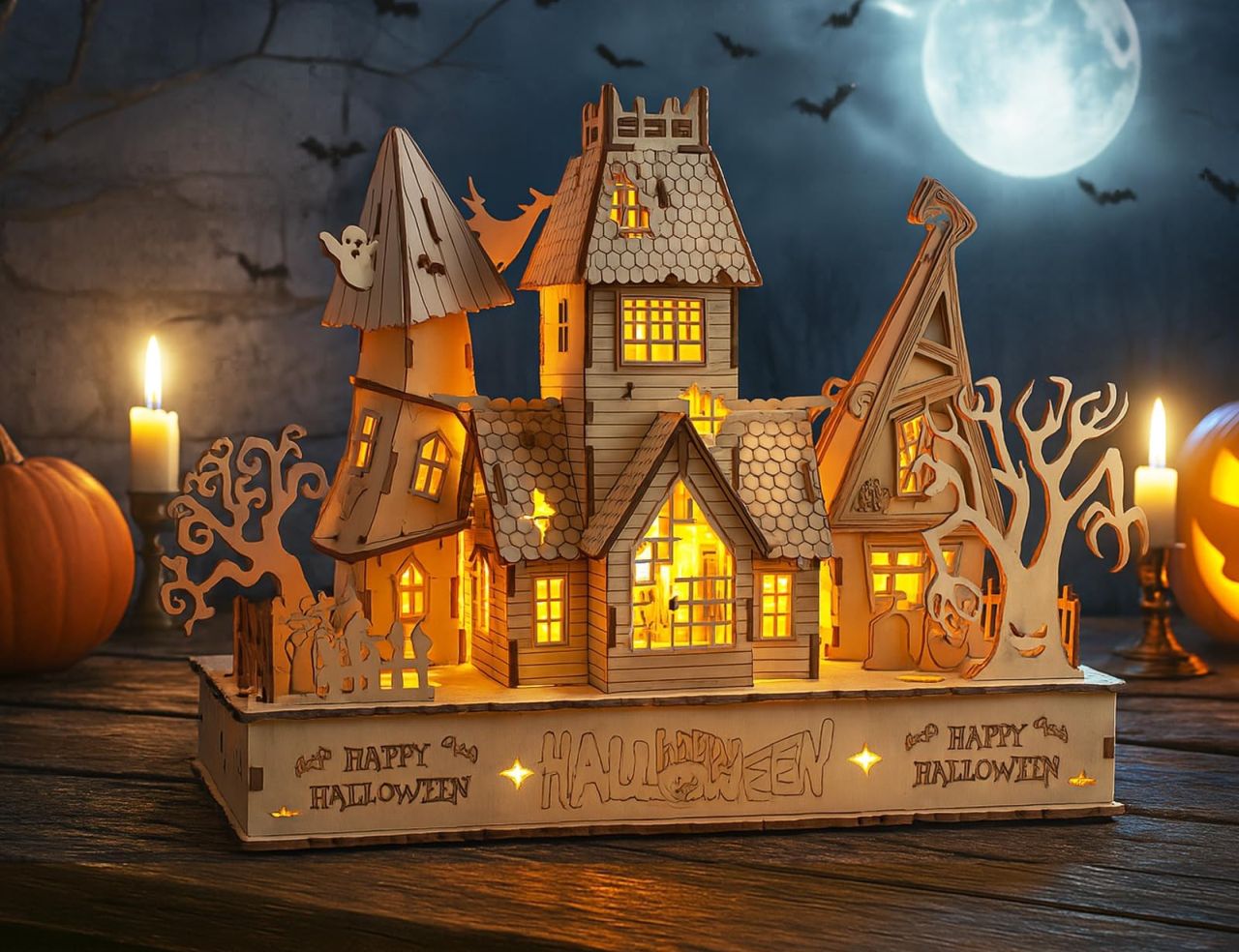 3D Wooden Halloween Haunted House