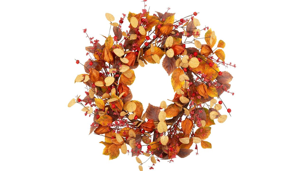 Best Fall Wreaths to Buy - Faux Cape Gooseberries Wreath