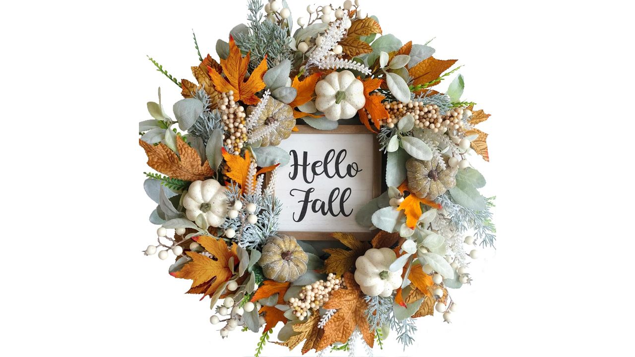 Best Fall Wreaths to Buy - Hello Fall Faux Foliage Wreath