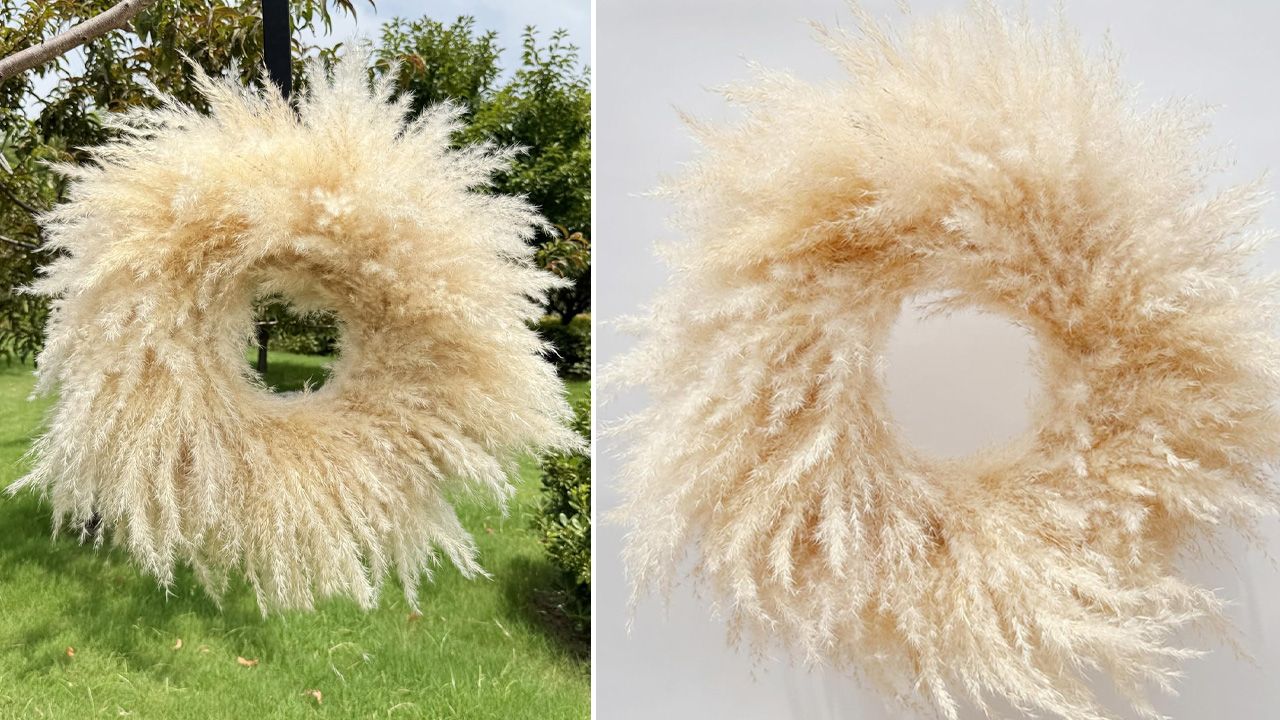 Best Fall Wreaths to Buy - Natural Pampas Grass Wreath
