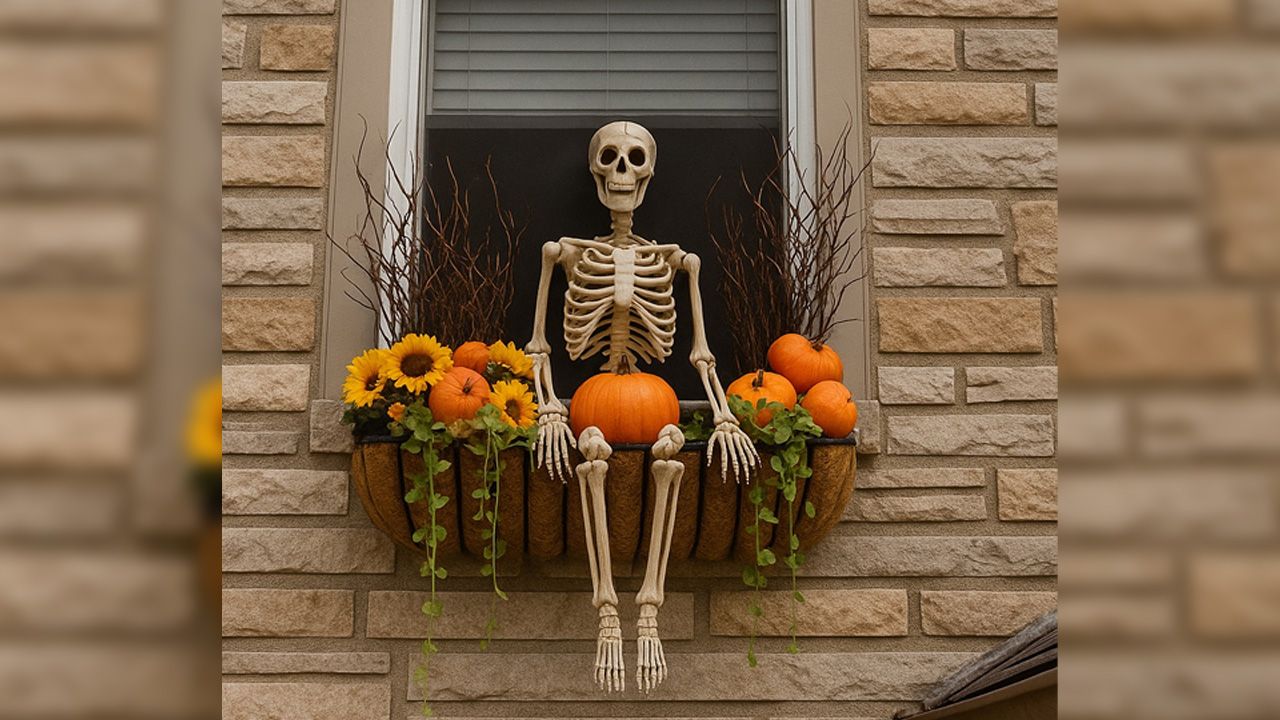 Best Halloween Decoration Ideas - window box skeleton