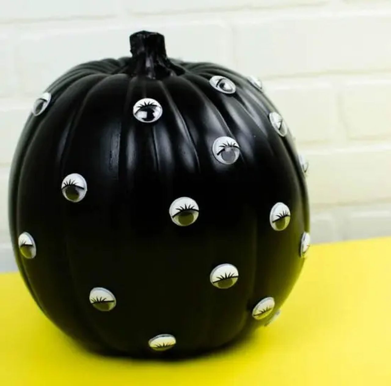 Black Halloween Pumpkin with Googly Eyes 