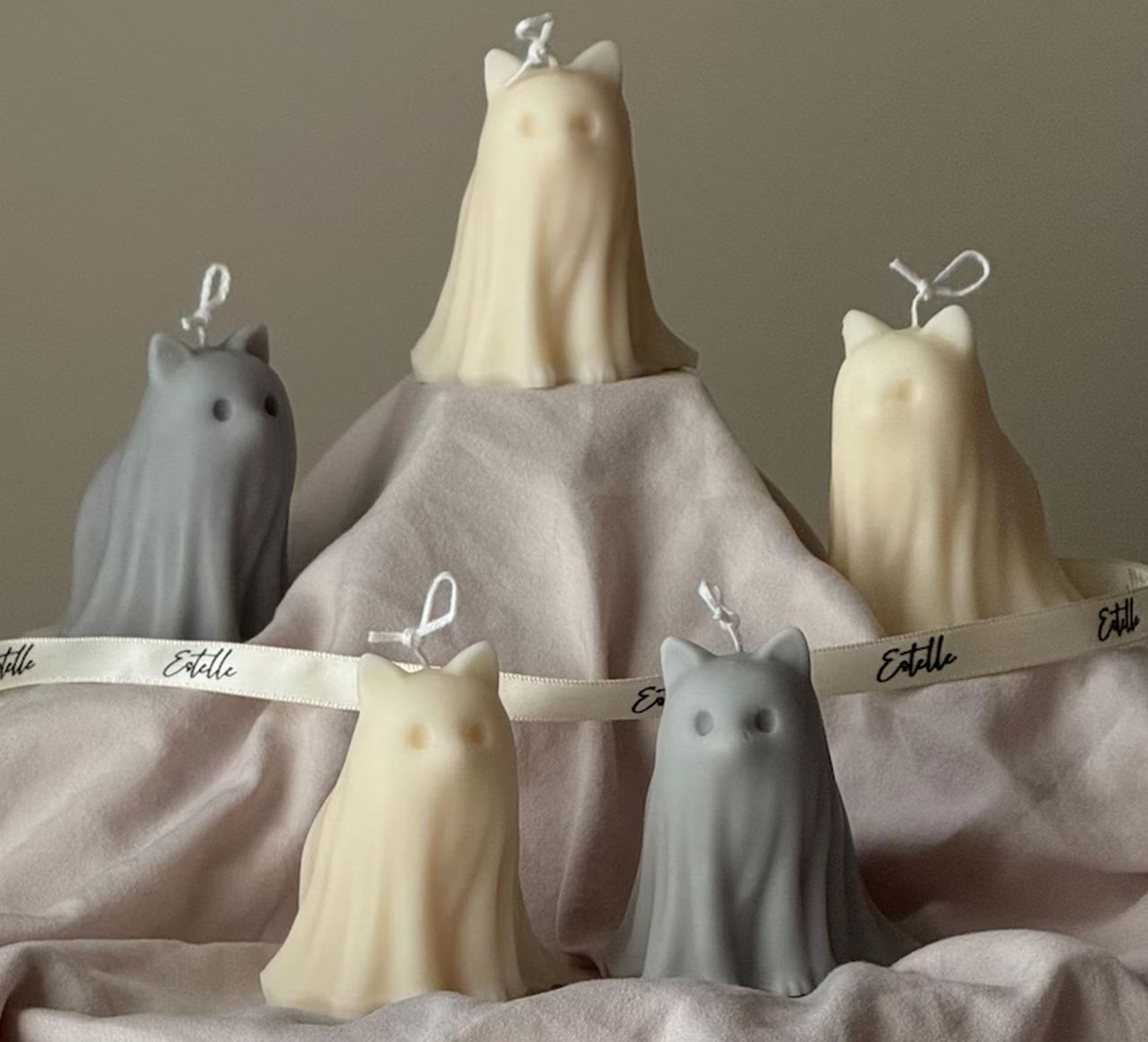 Cute Halloween Cat Ghost Candle