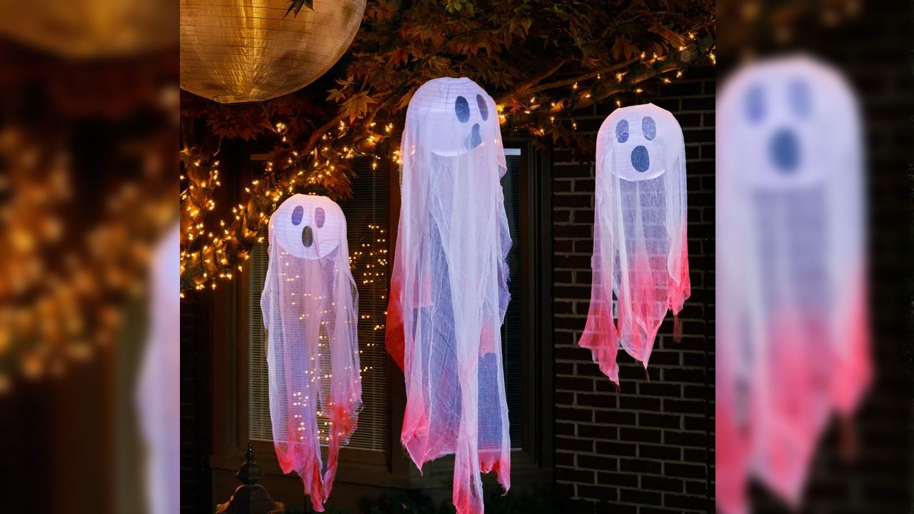 Halloween Decoration Ideas for Outdoor Trees - Paper Lantern Floating Ghosts