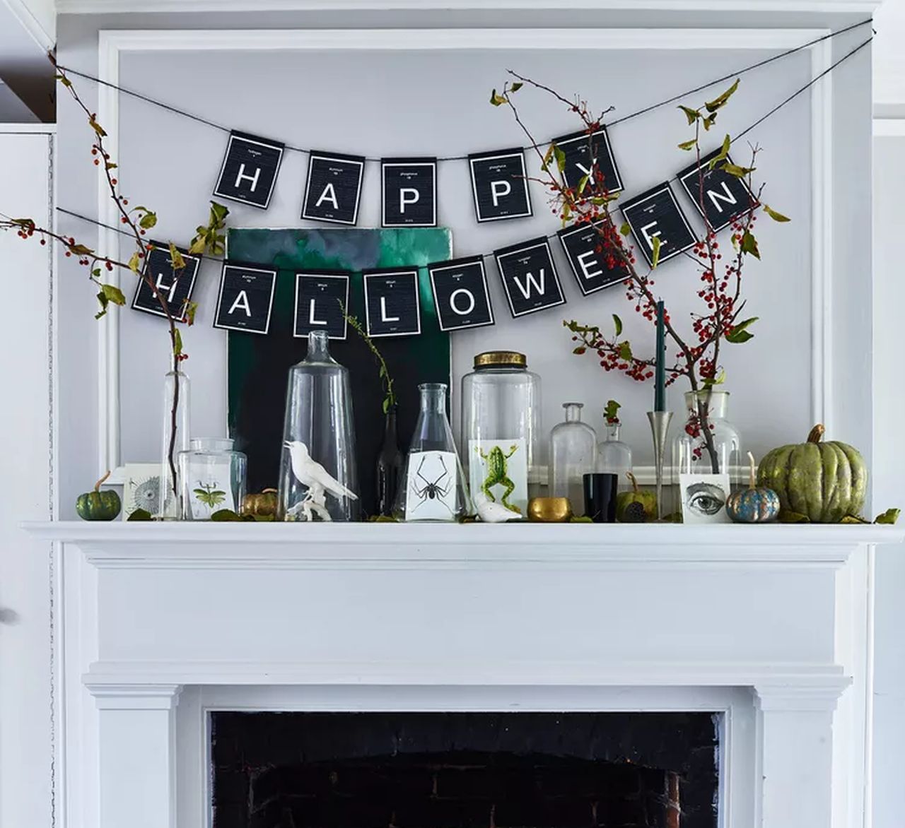 Halloween Fireplace Decorating Ideas - Metallic Halloween Fireplace