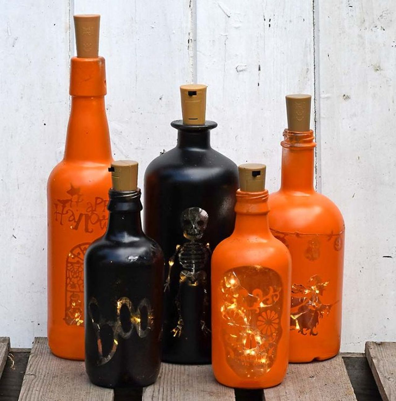 Halloween Lights With Old Bottles