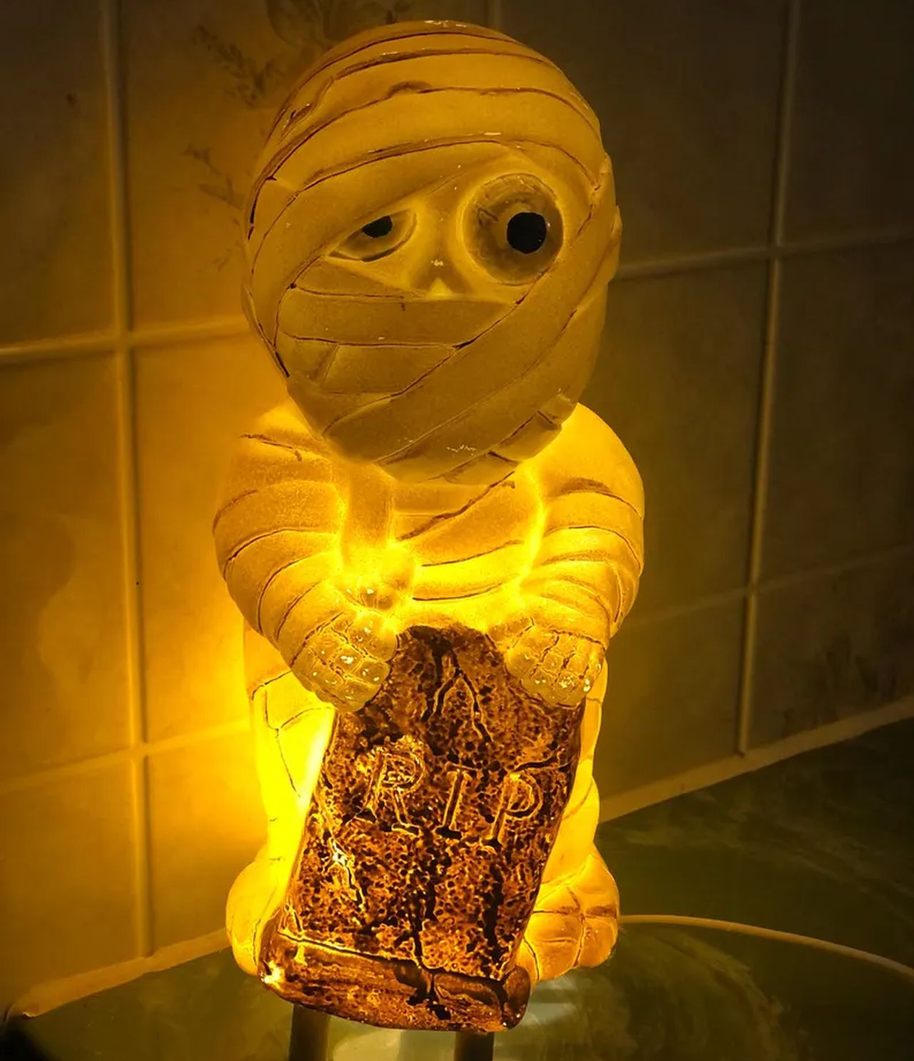 Halloween Mummy With RIP Tombstone Prop