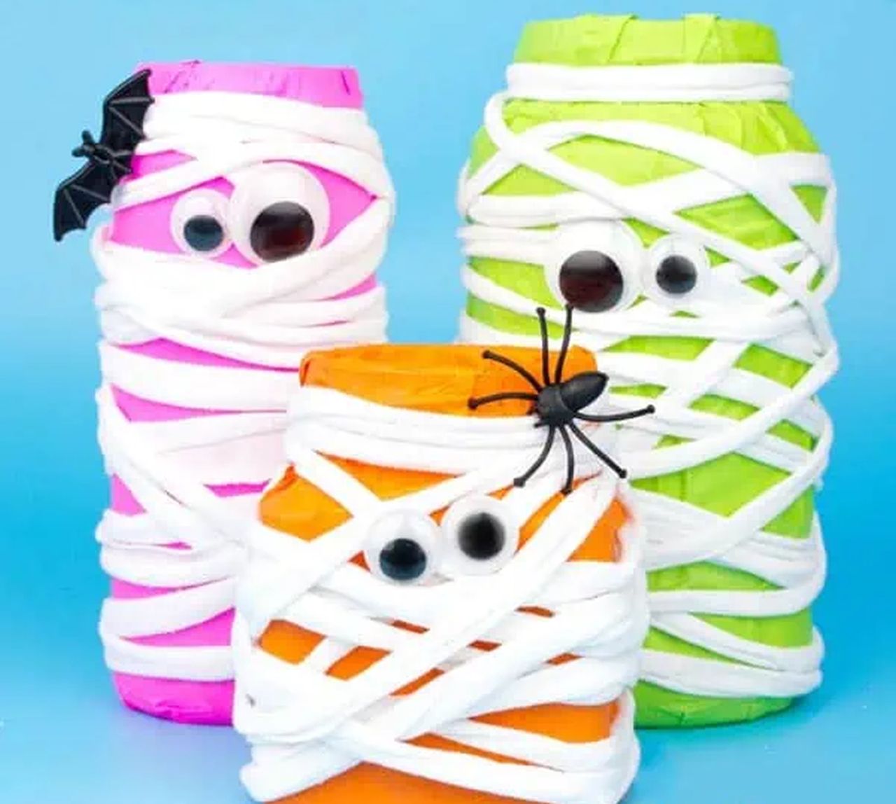 Neon Mason Jar Mummies