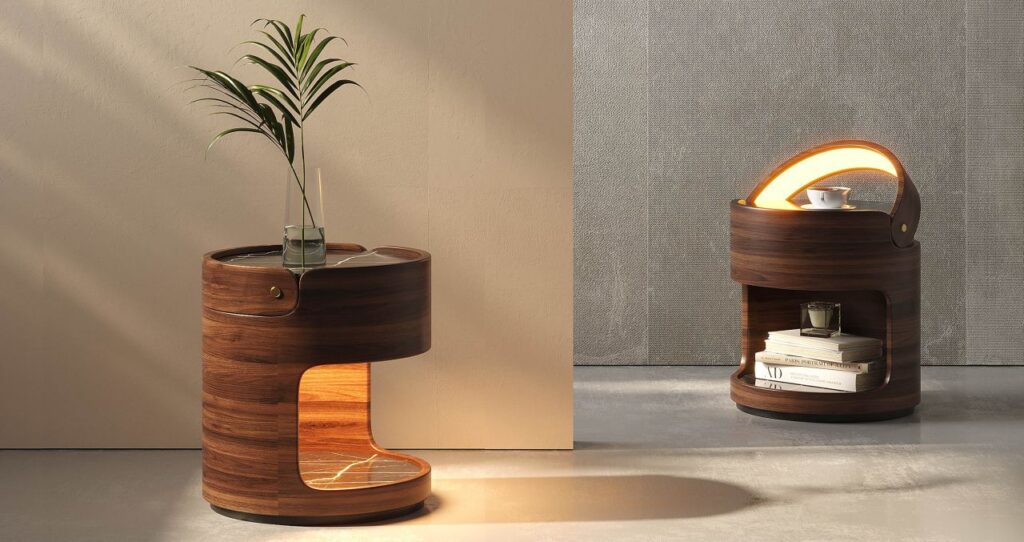 Pac Man Side Table has Light and Storage in Multifunctional Design