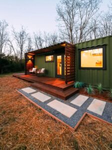 Shipping container tiny home rental in North Carolina-outdoor patio