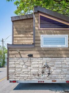 Tiny house with with cat-friendly features including a catio-front view