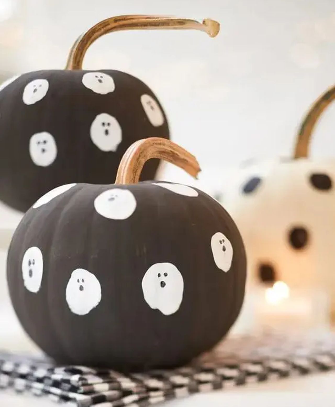 matte black pumpkins with ghosts
