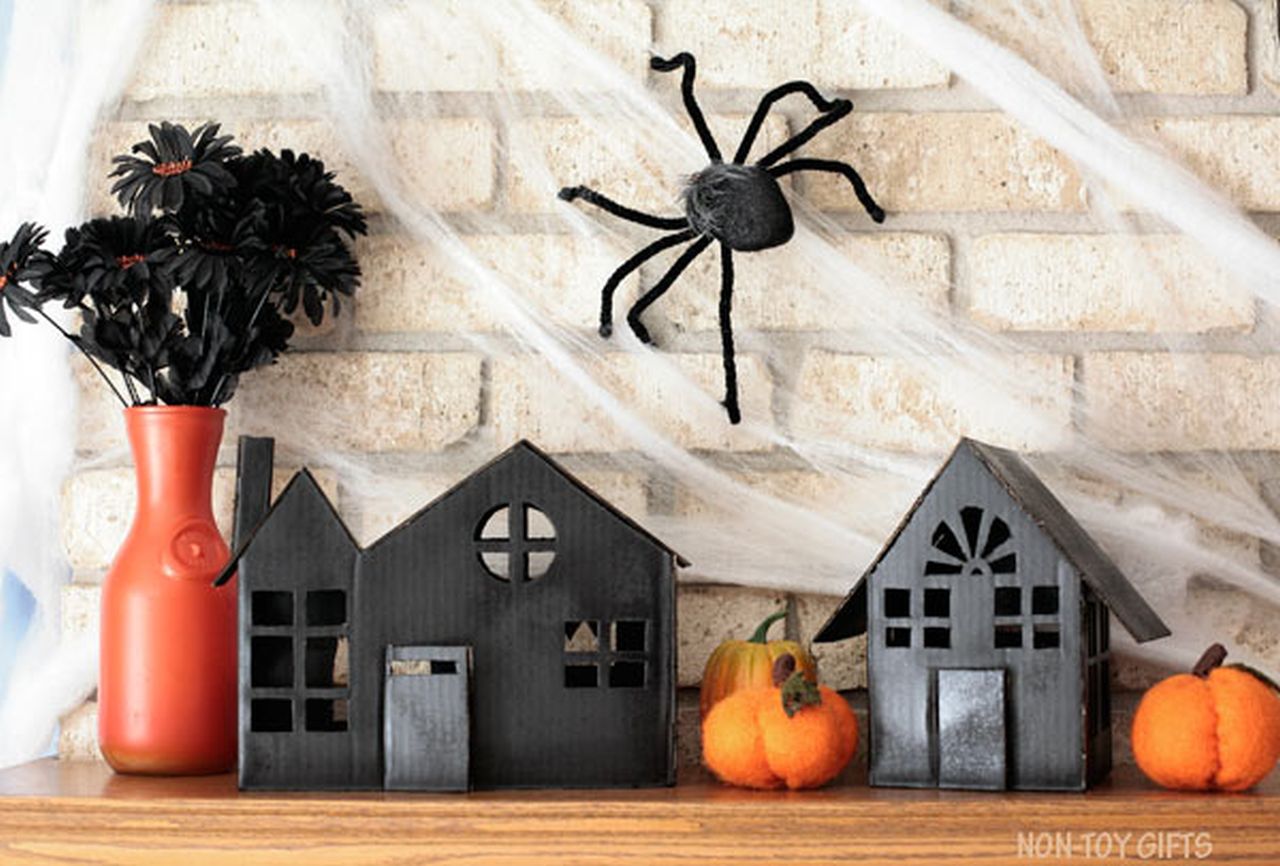 Cardboard Haunted House Luminaries
