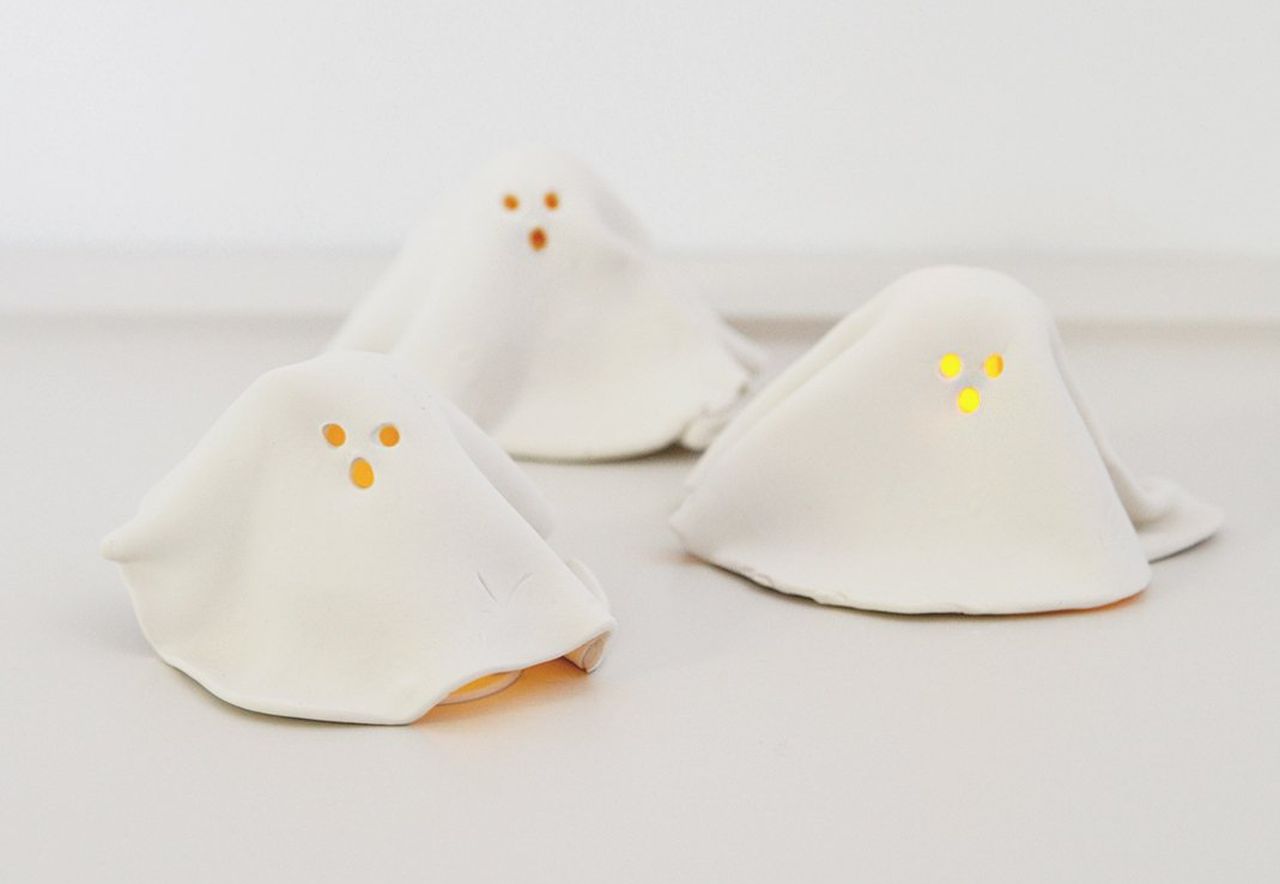 DIY Clay Ghost Tea Lights