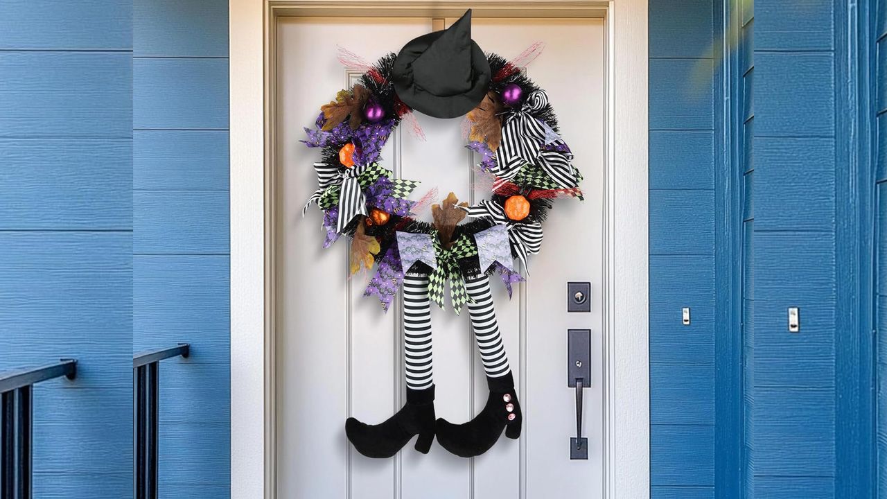 Halloween Wreaths to Buy - Halloween Wreath With Witch Legs