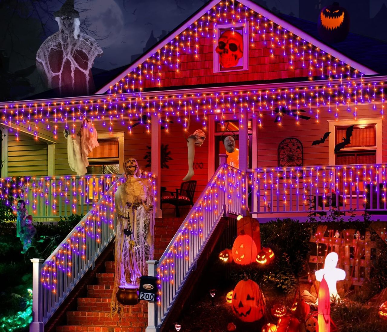 KNONEW Orange Purple Halloween Lights