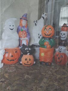 Vintage halloween decor with blow molds