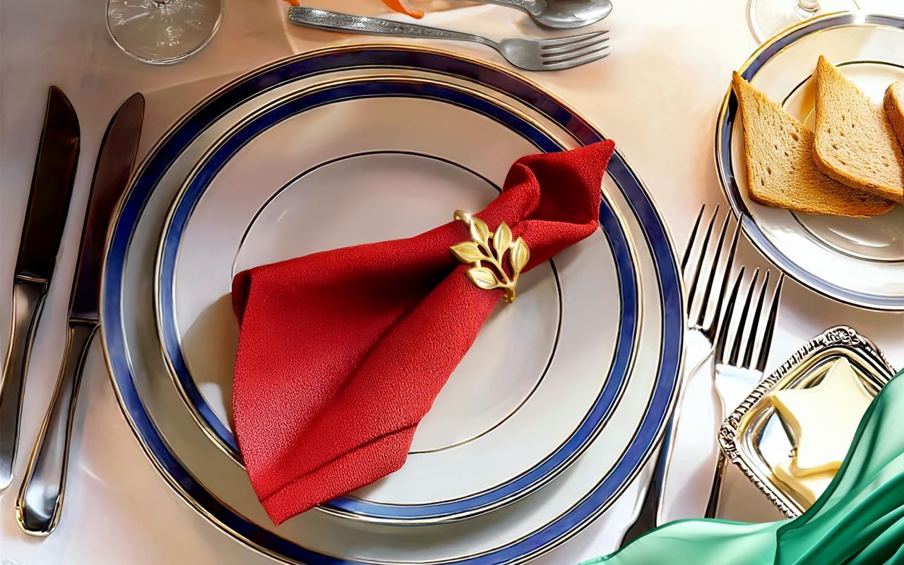Best Thanksgiving napkin holder - Fall Gold Napkin Rings