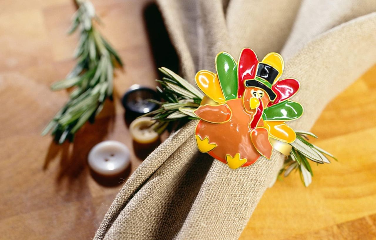 Best Thanksgiving napkin holder - Legigo Set of 6 Turkey Napkin Rings