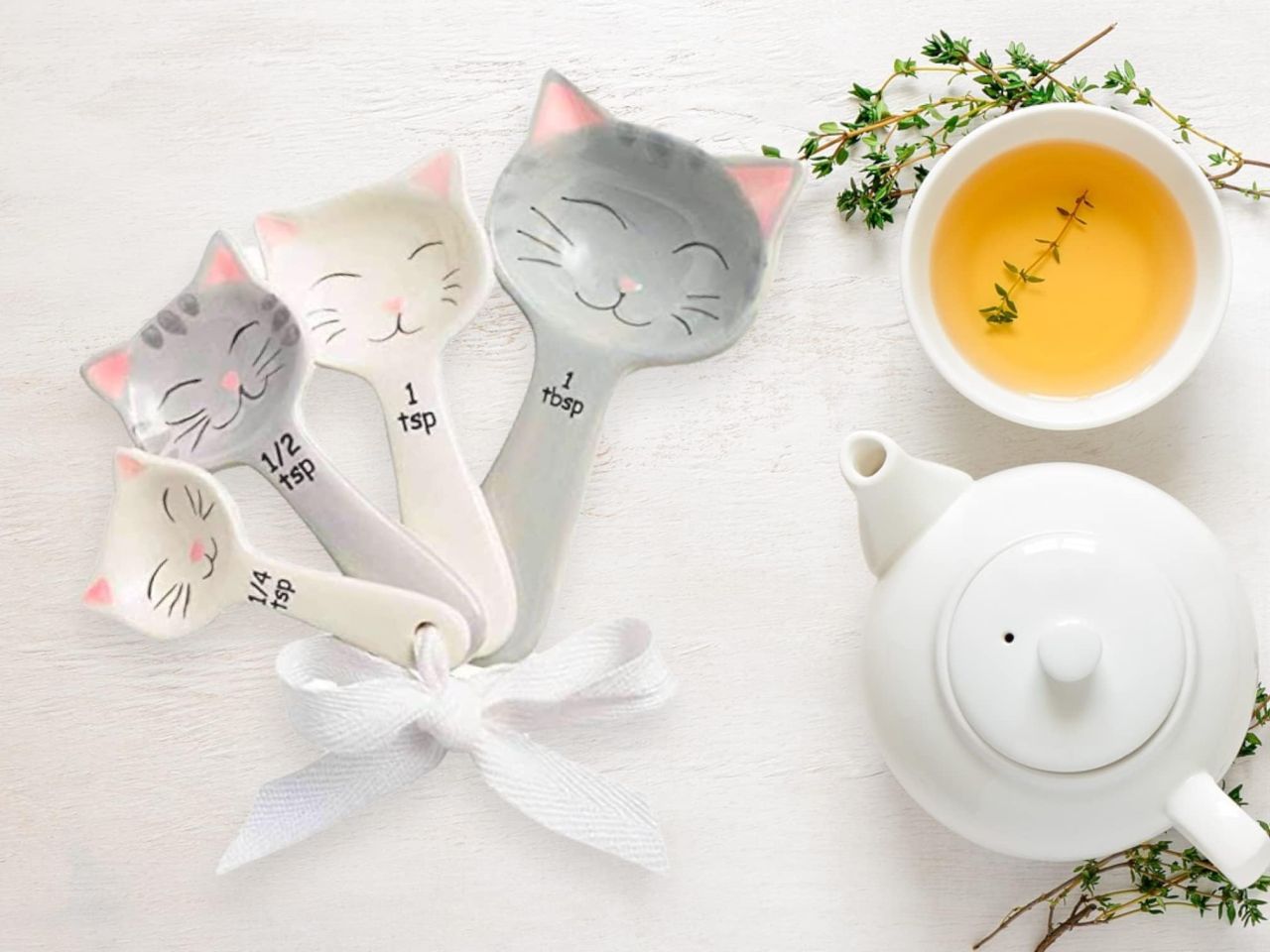 Cat-Shaped Ceramic Measuring Spoons