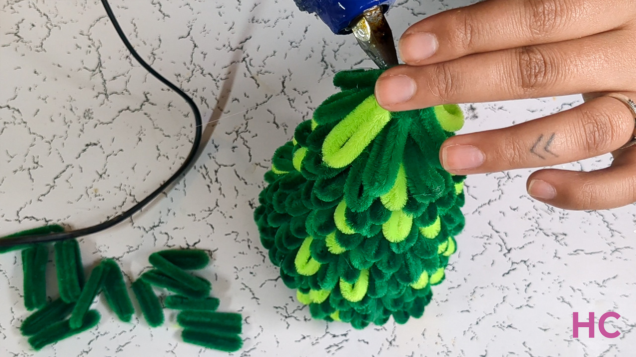 Christmas Tree With Pipe Cleaners - glue pipe cleaner on cone