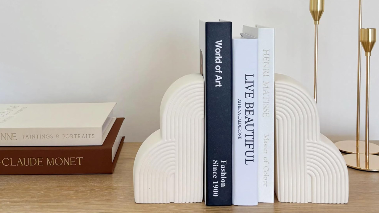 Concrete Decorative Bookends for Heavy Books