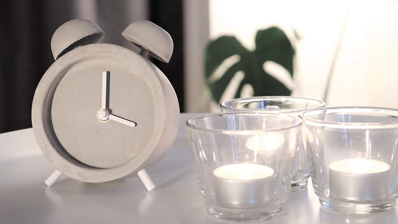 Concrete Twin Bell Desk and Table Clock