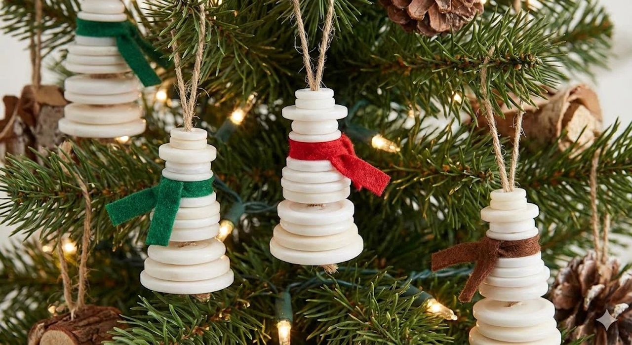 Cute Snowman Button Ornament