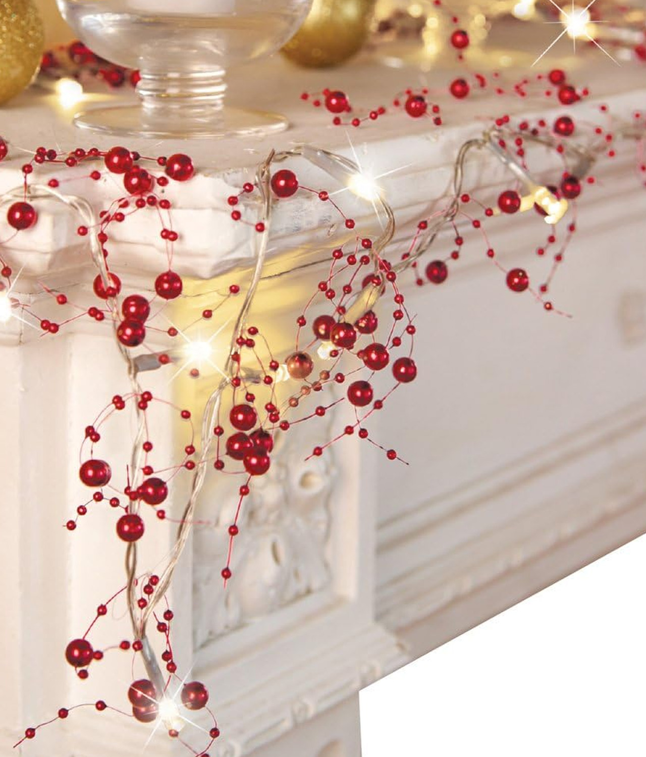 Festive Lighted Berry Beaded Garland