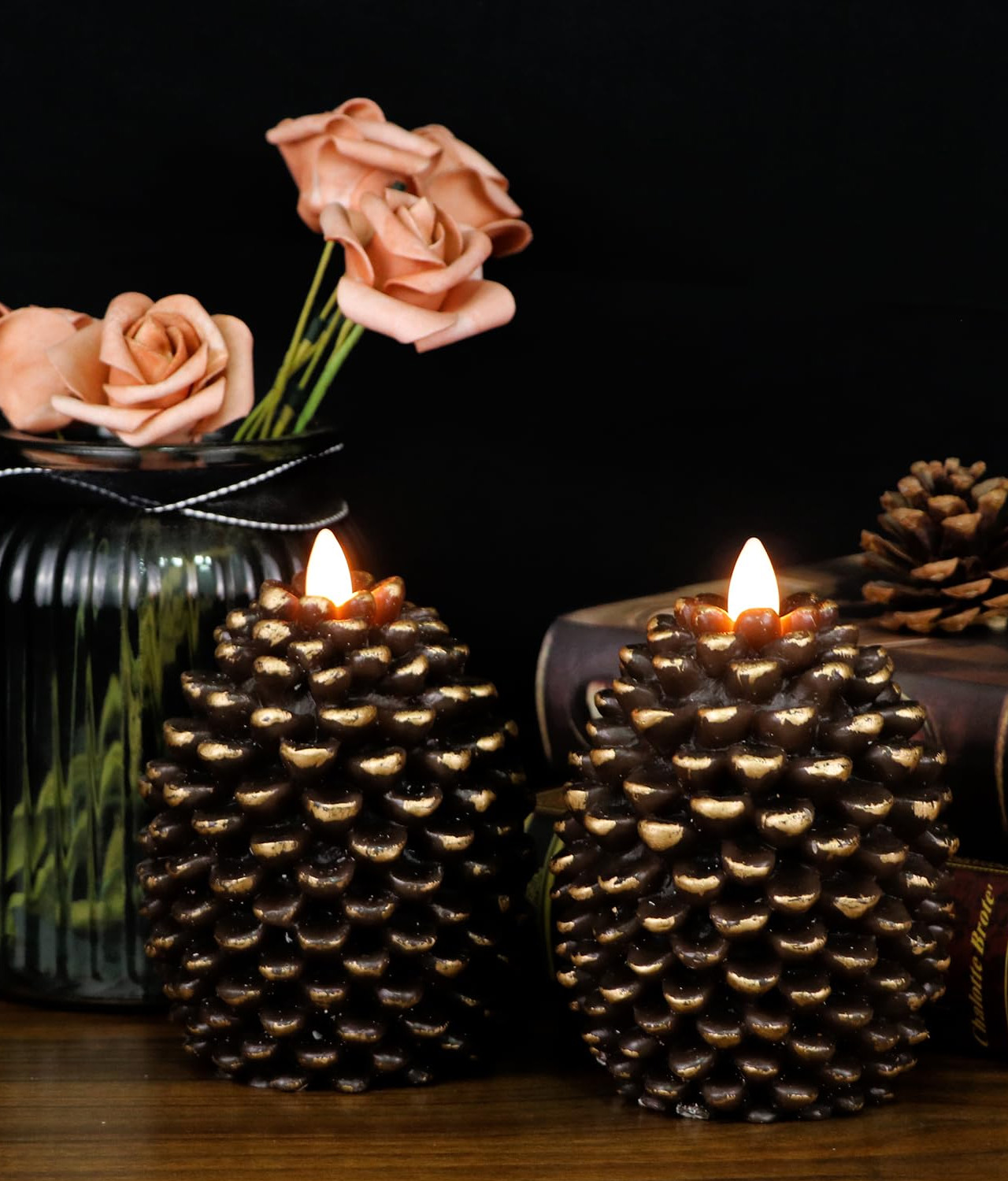 Flameless Pinecone Candles