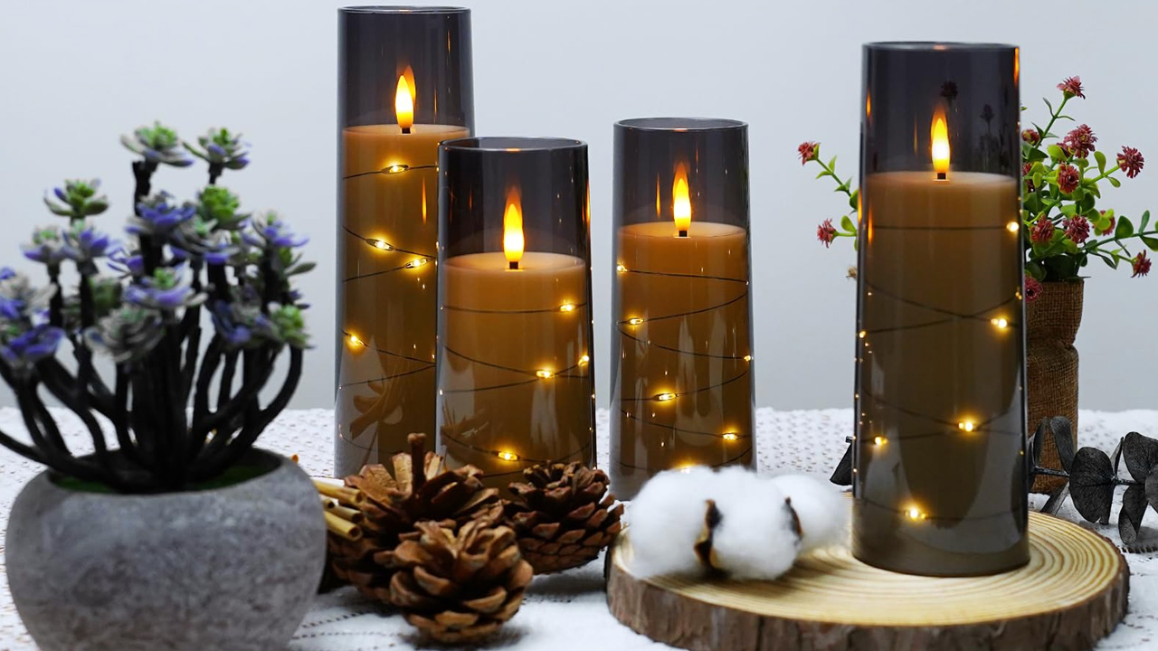 Flameless candle set with Embedded Star String