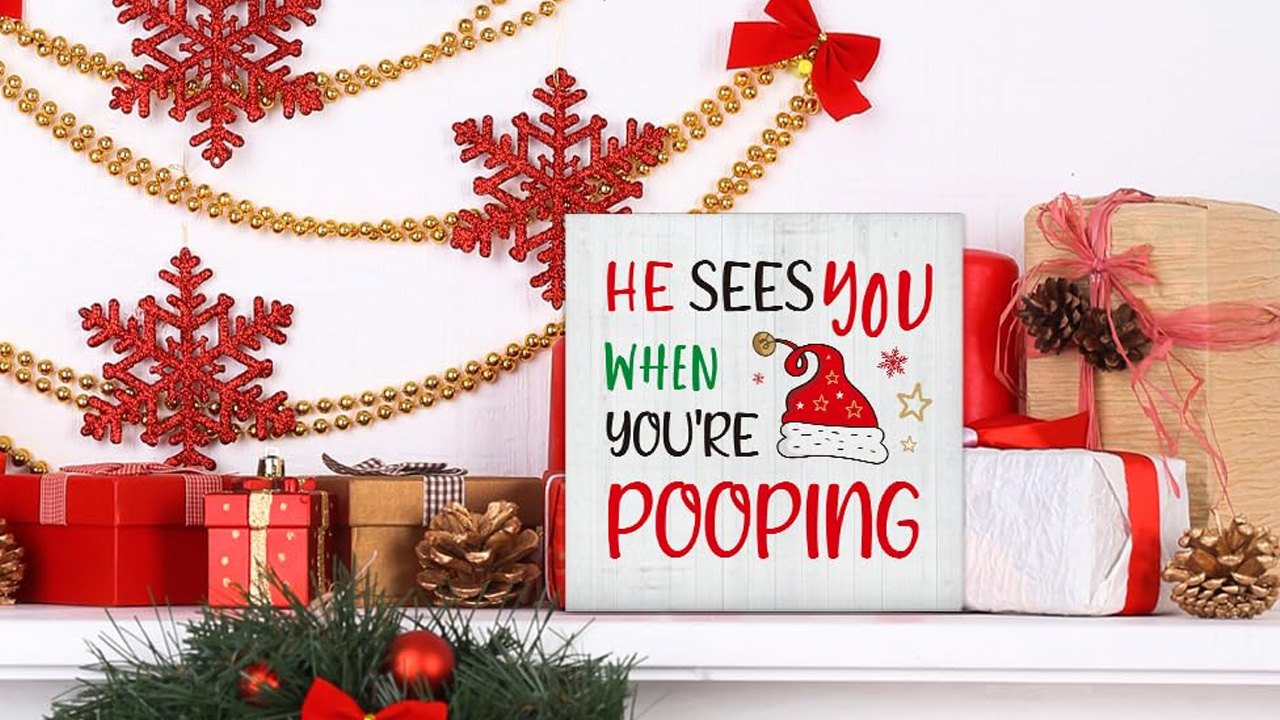 Funny Christmas Wooden Sign
