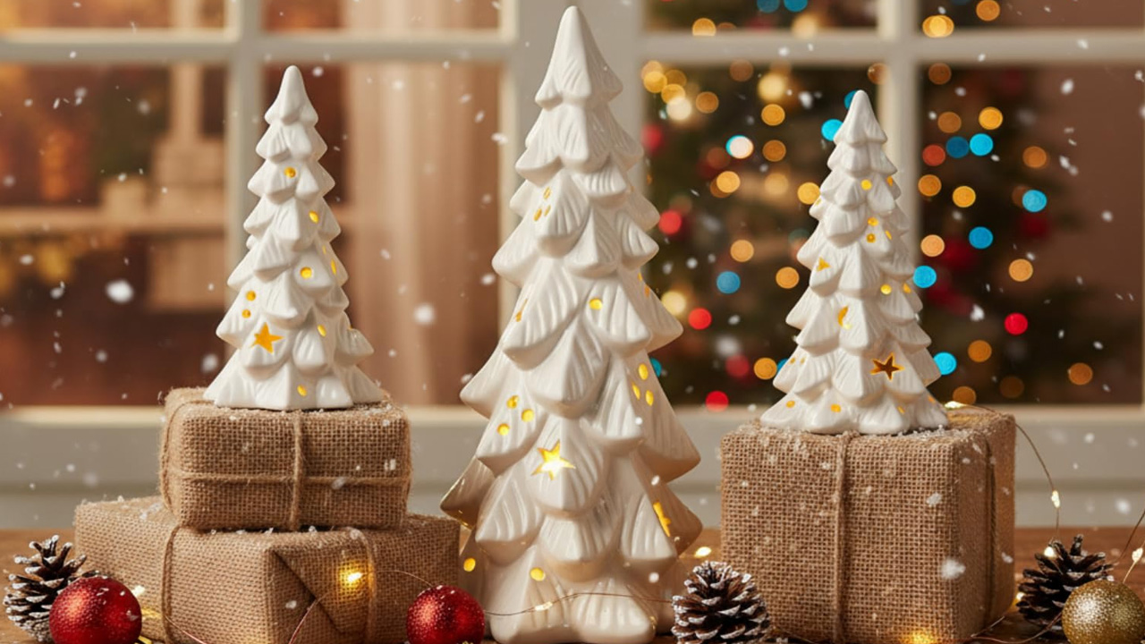 Glowing Ceramic Christmas Tree set