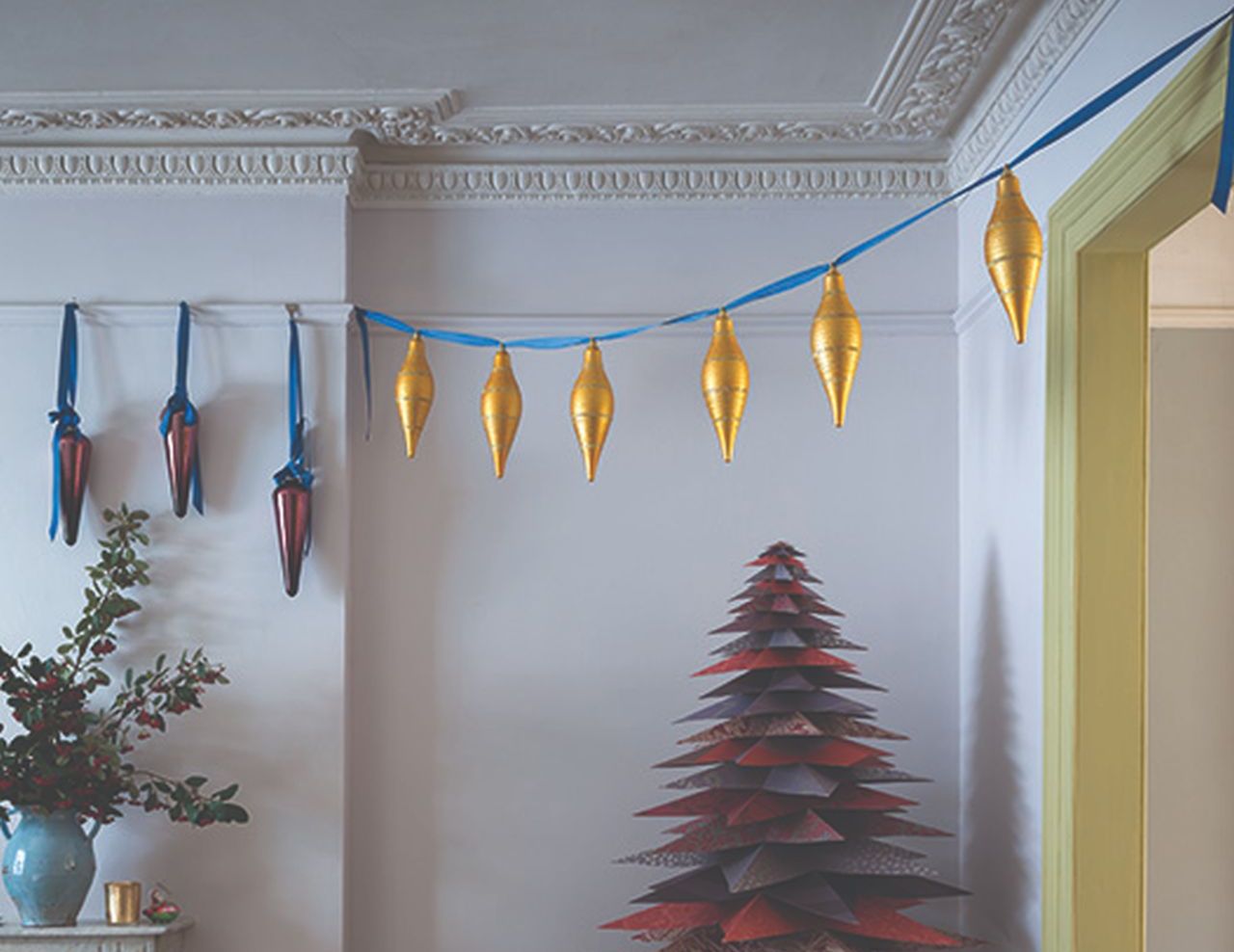 Go traditional with this vibrant red and bold gold ceiling decorations- 2