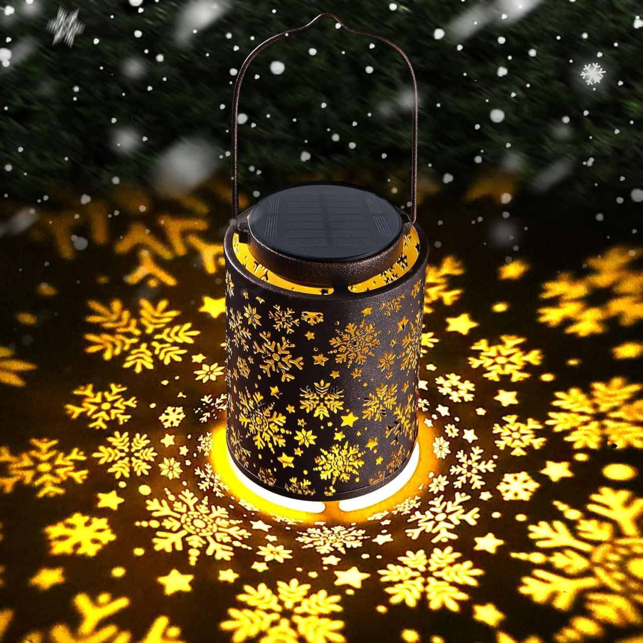 Hanging Solar Snowflake Lantern