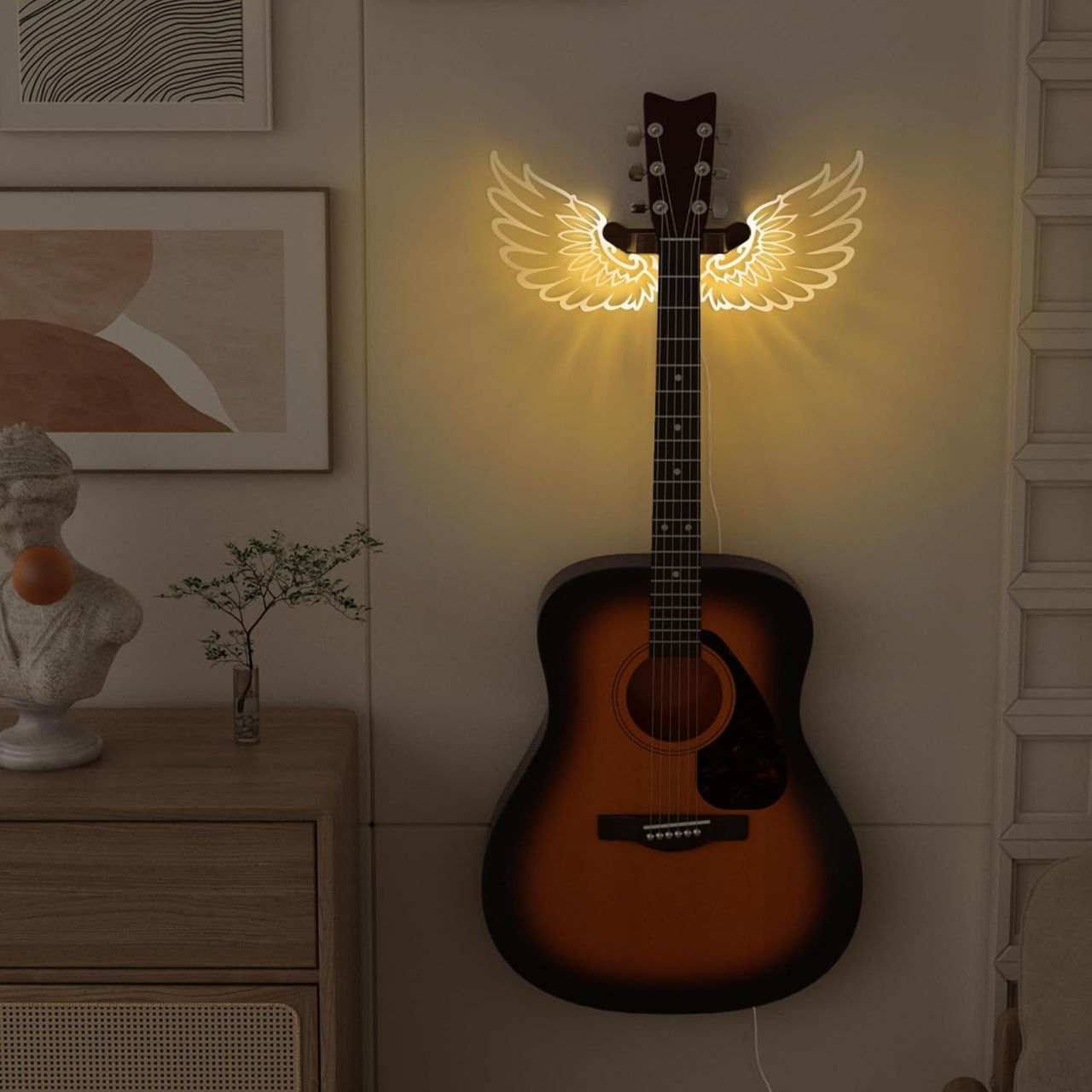 LED Guitar Display Stand with Luminous Wings