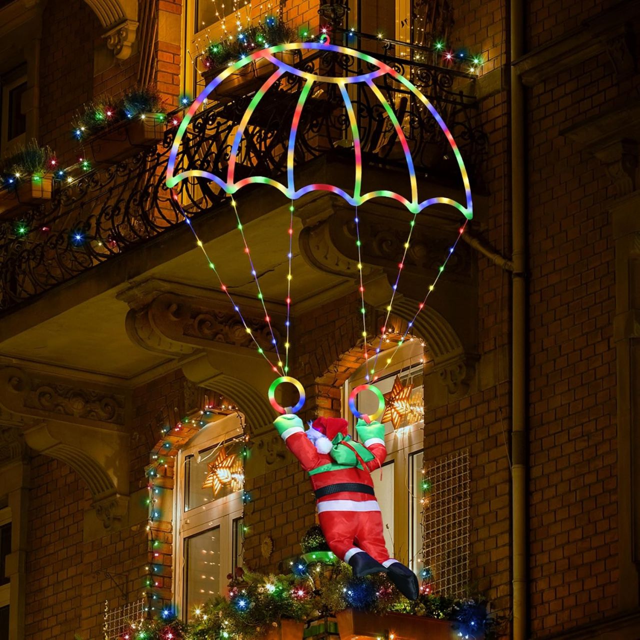 LED Parachuting Santa Christmas Light Display