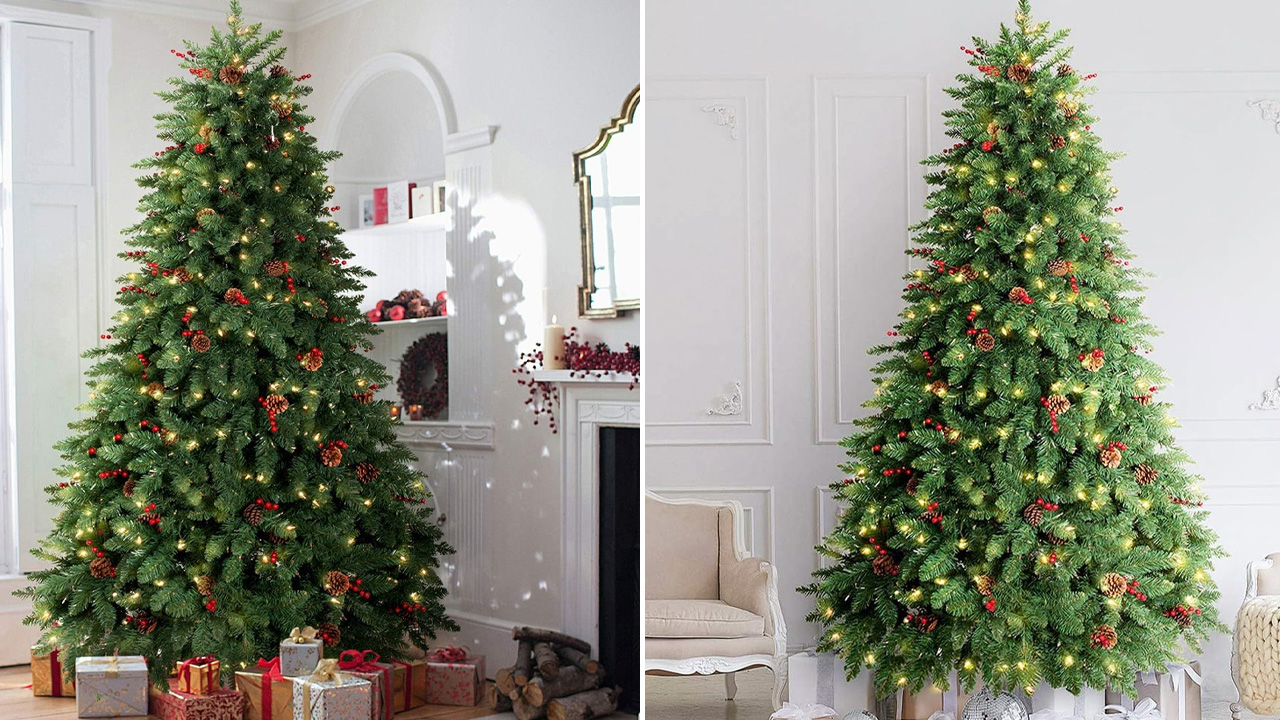 Lifefair 7.5 ft Prelit Artificial Christmas Tree