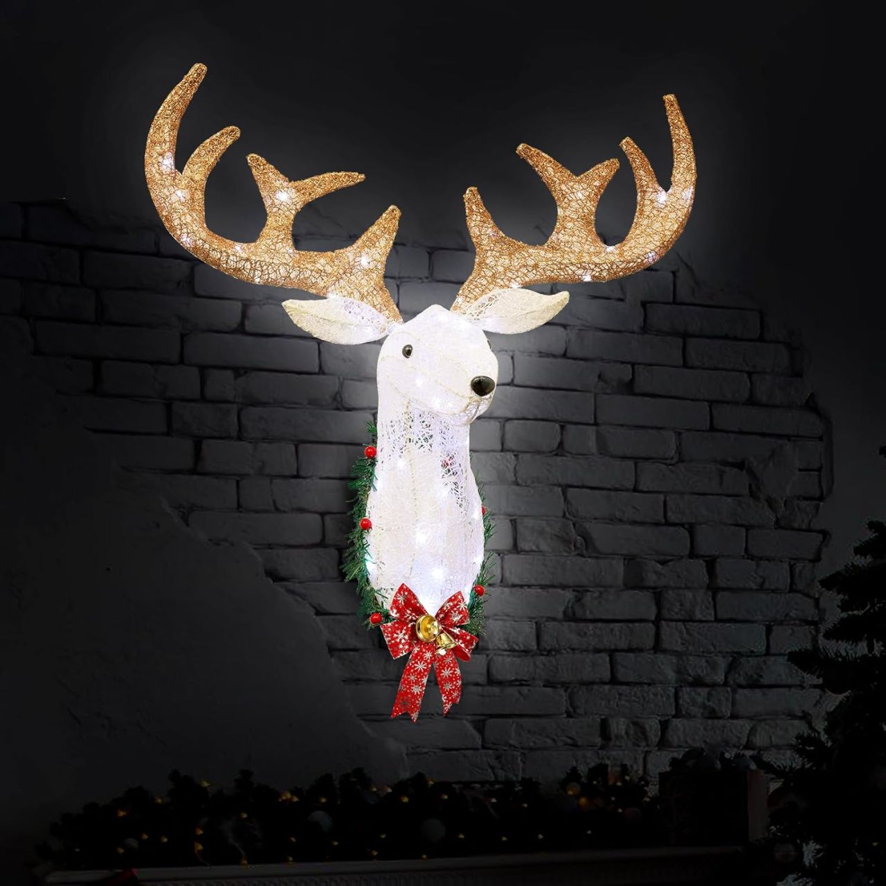 Light-Up Rudolph Reindeer Head Wall Décor