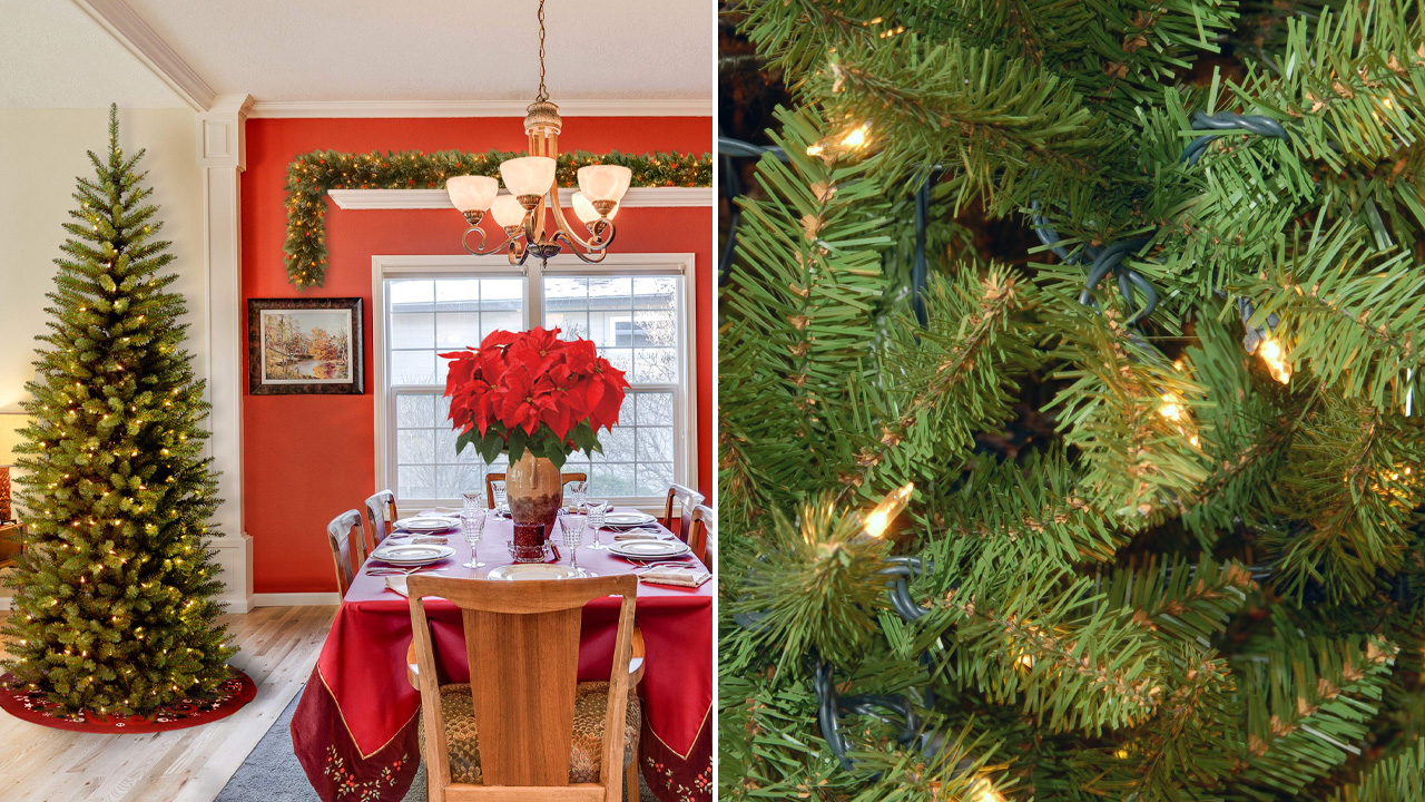 National Tree Company 6.5 ft Pre-Lit Downswept Douglas Fir Artificial Christmas Tree