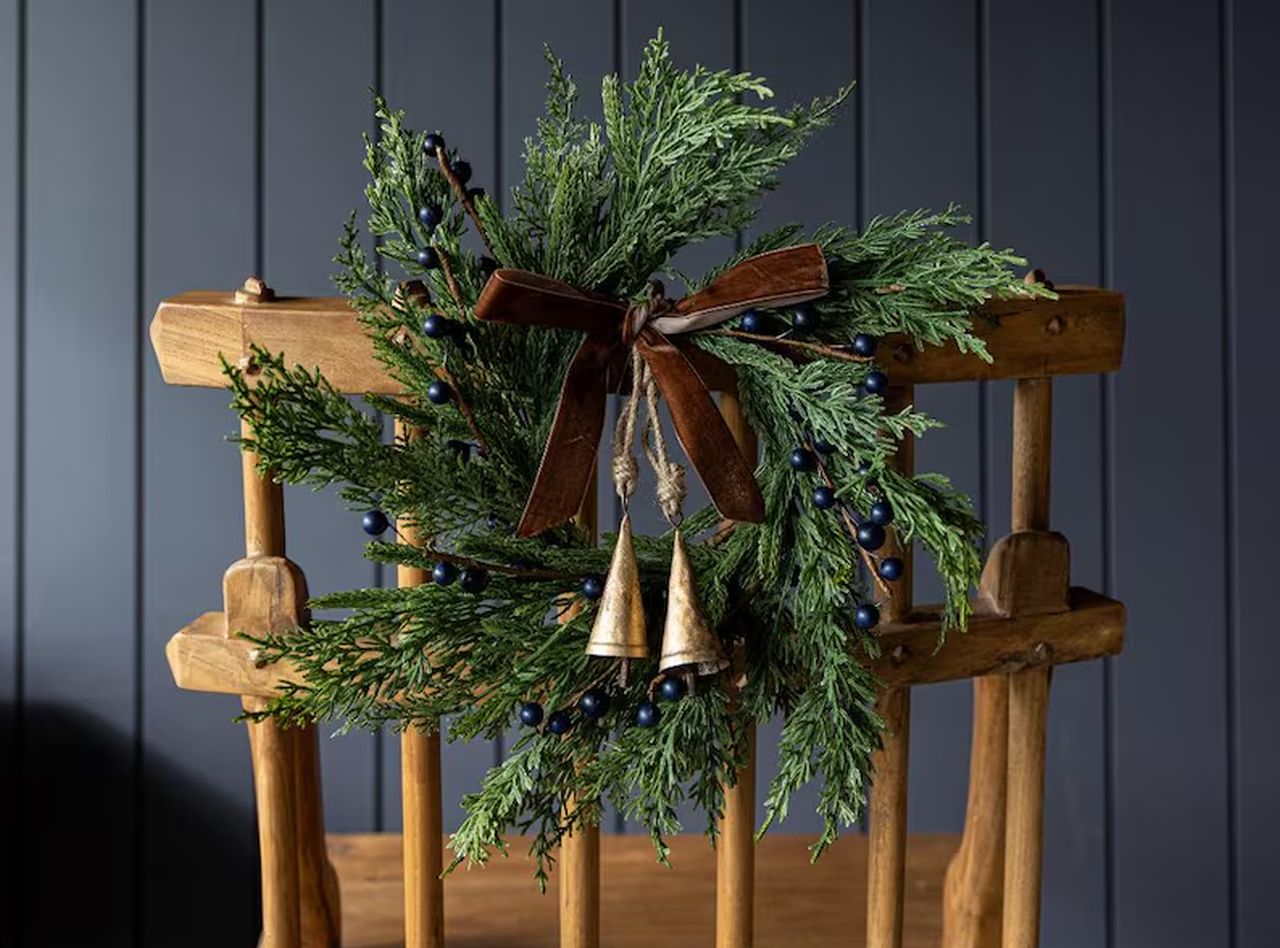 Navy Plum Berry Norfolk Cypress Real Touch Wreath