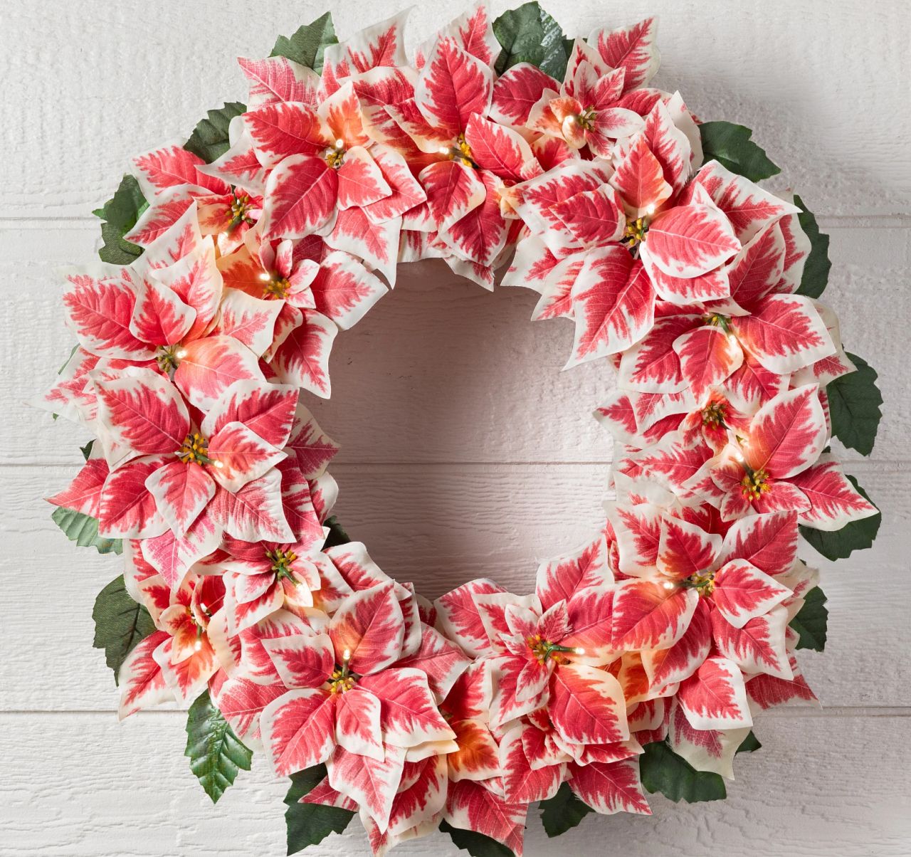 Outdoor Lit Poinsettia Celebration Foliage