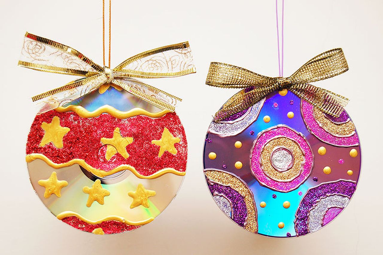 Painted CD Christmas Ornament