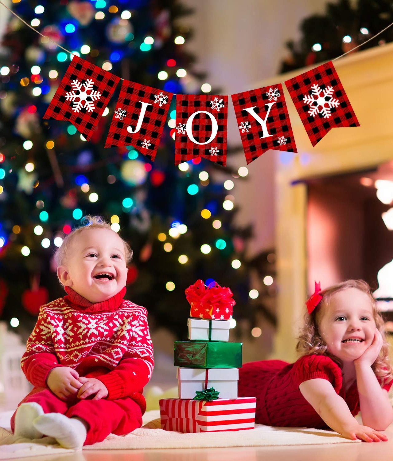 Plaid Christmas Joy Banner