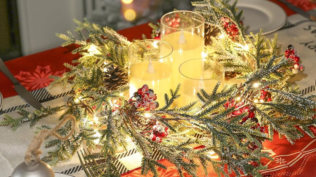 Pre-Lit Flocked Artificial Christmas Garland