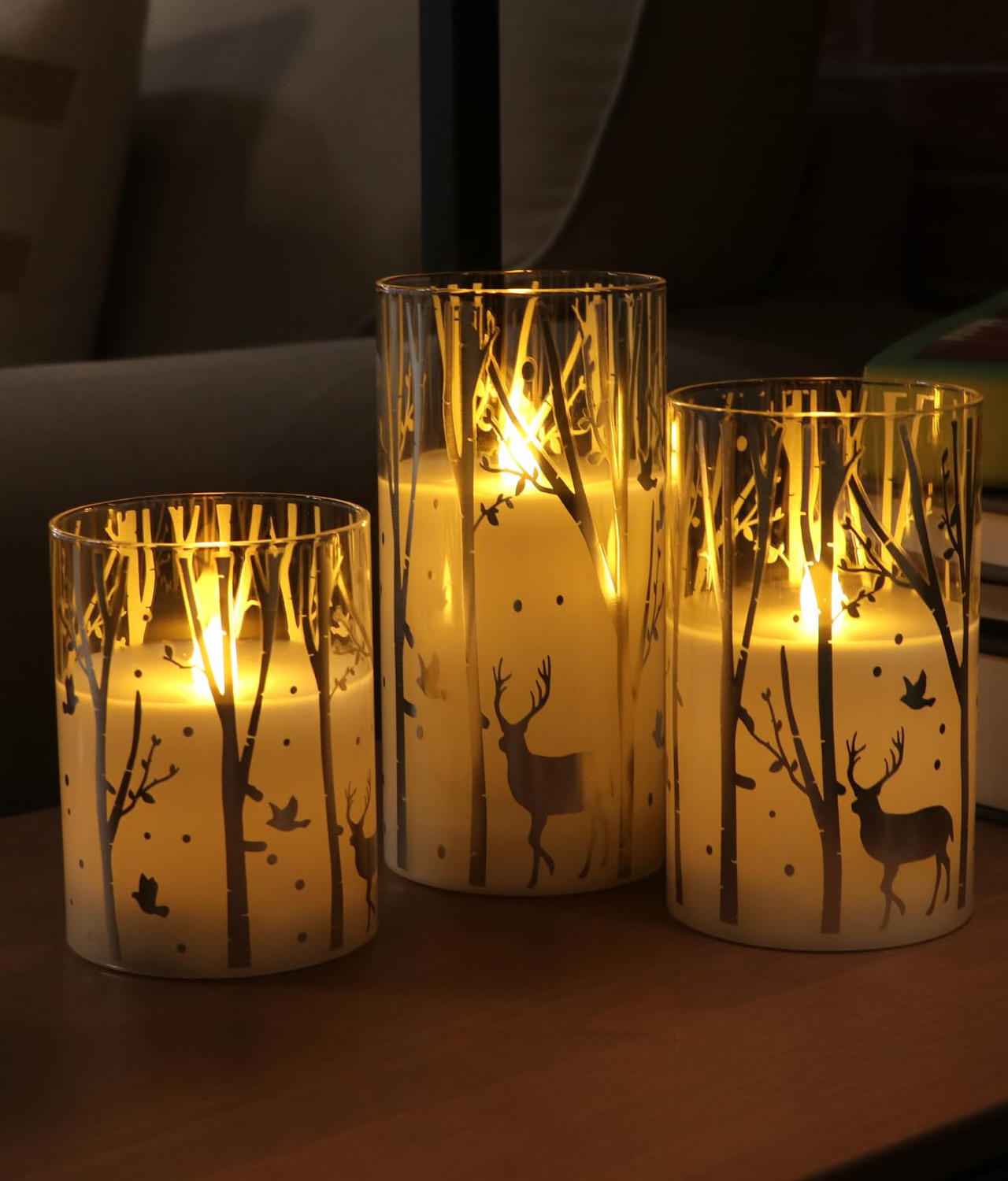 Reindeer Design Glass Candles