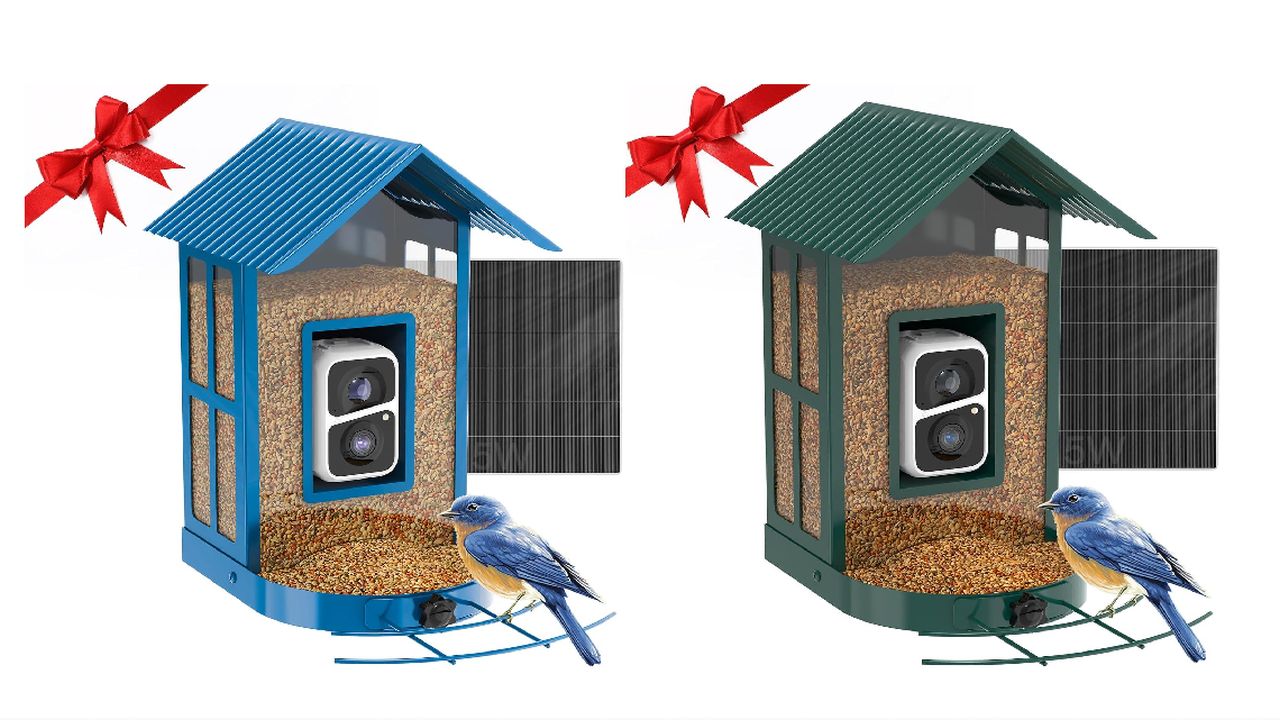 SOLIOM BF08- Metal Solar Smart Bird Feeder Camera with AI Identify Bird Species