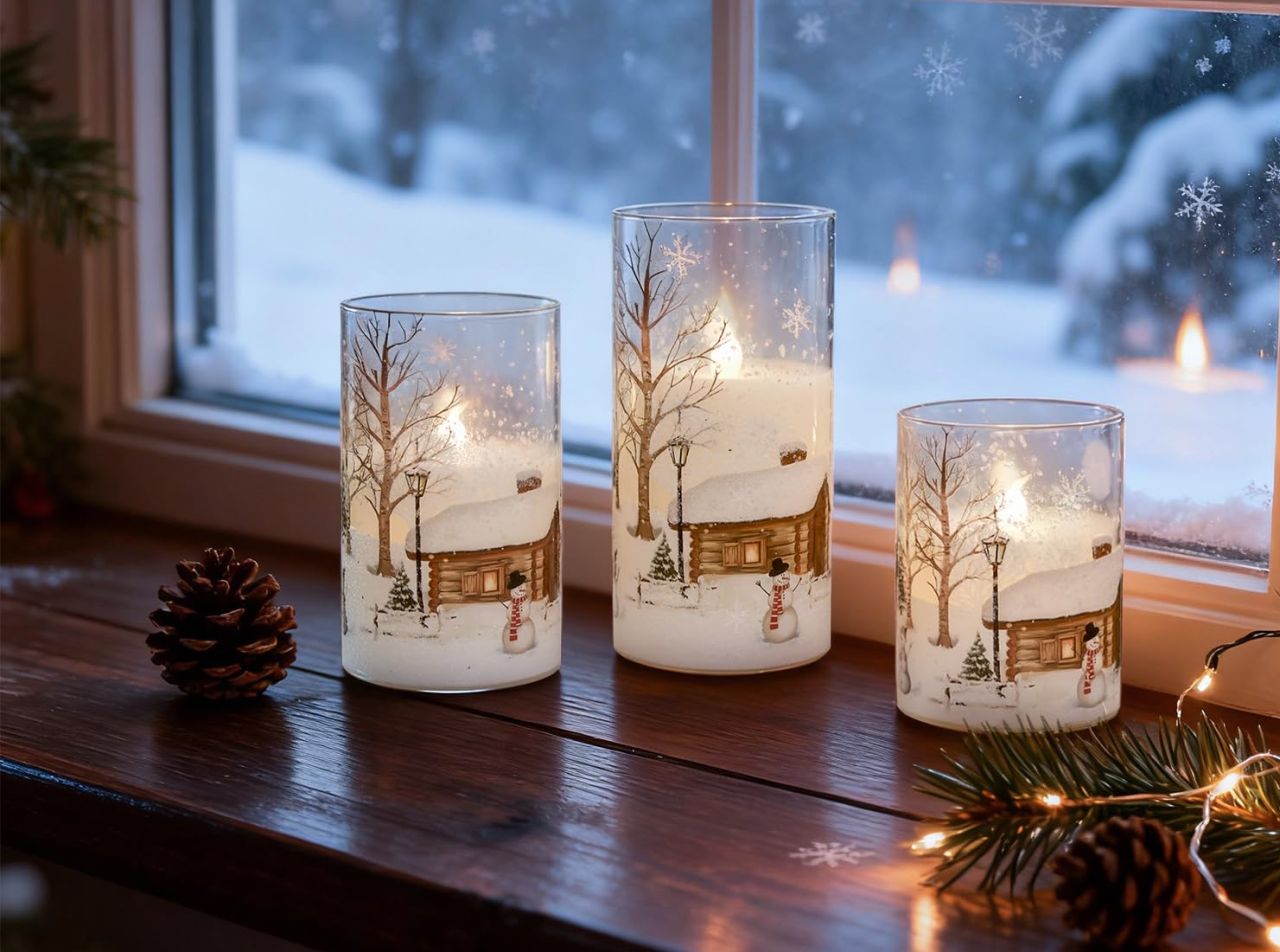 Snowman Glass Flameless Candles