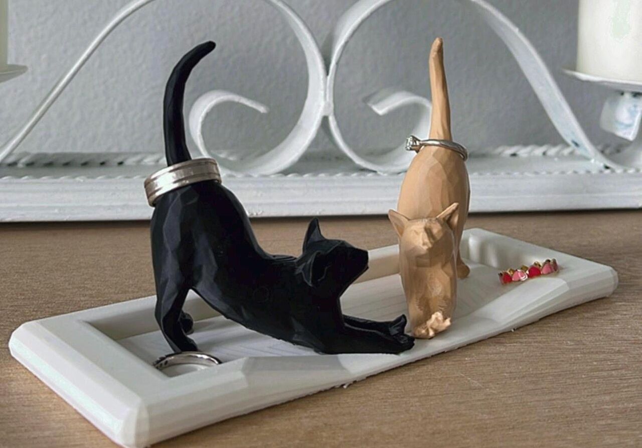 Two Cats Ring Holder Dish